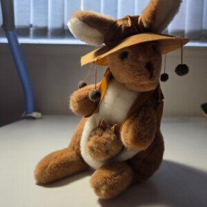 Kangaroo with Joey in Pouch Stuffed Animal Plush w/ Vest/Hat